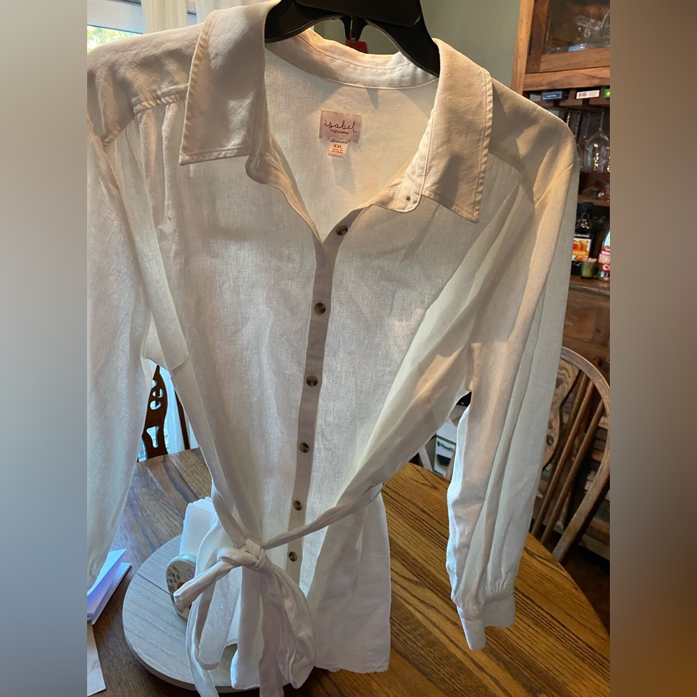 Isabel XXL Cream Button Up with Tie (Never Worn)